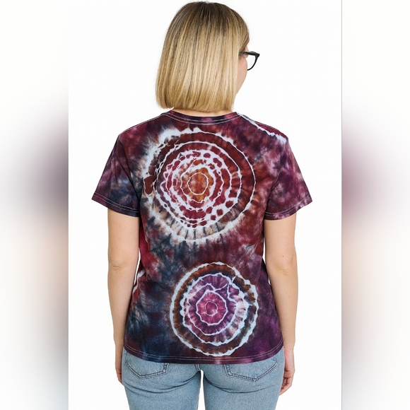 Burgundy Grace Ladies Small Geode Tie Dye Short Sleeve Tee - Picture 2 of 6
